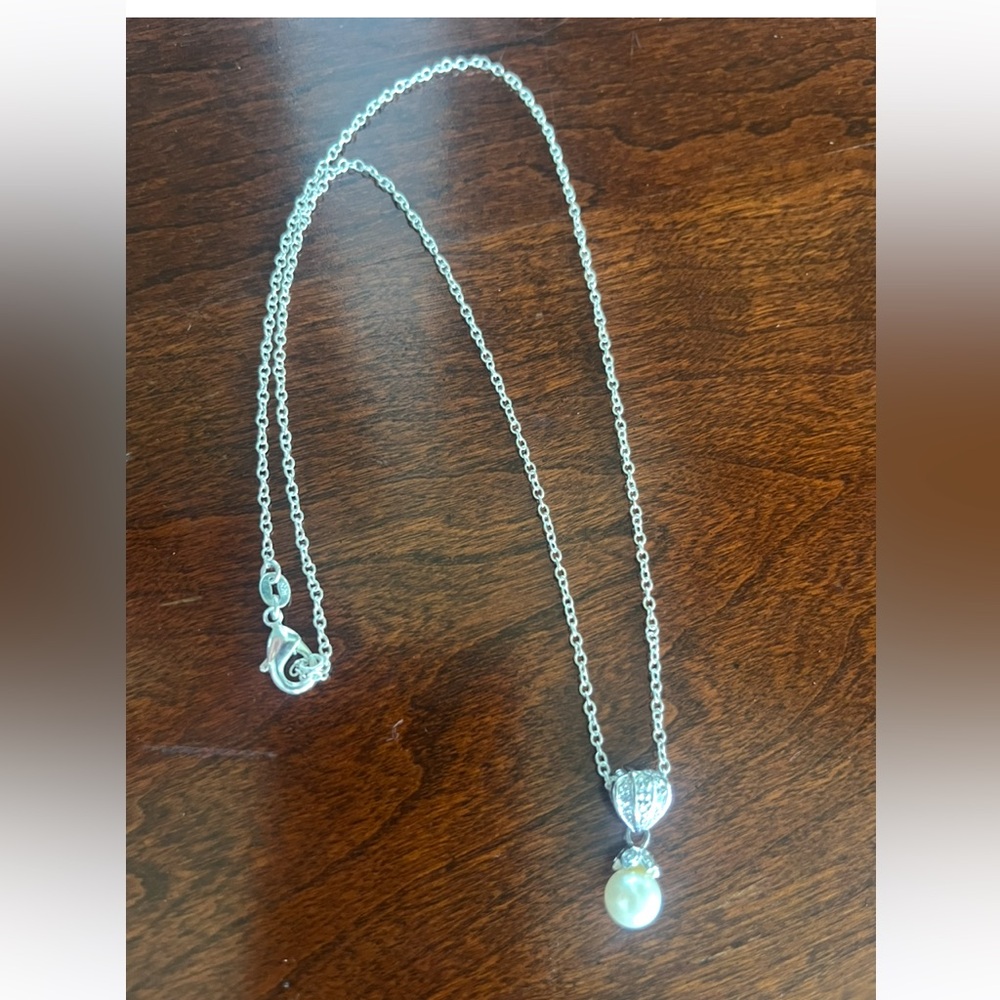 Silver and Pearl Pendant Necklace